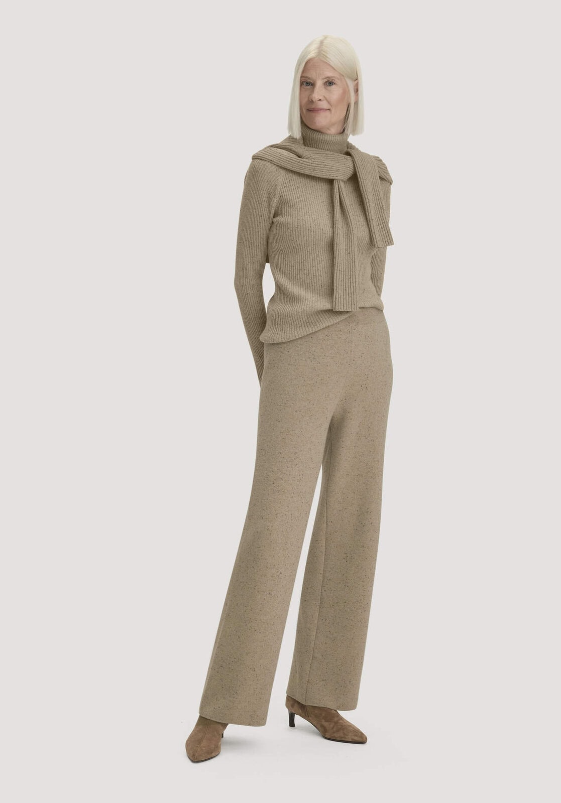 Damen Strickhose Relaxed aus Bio-Baumwolle und recycelter Wolle - beige von Hessnatur