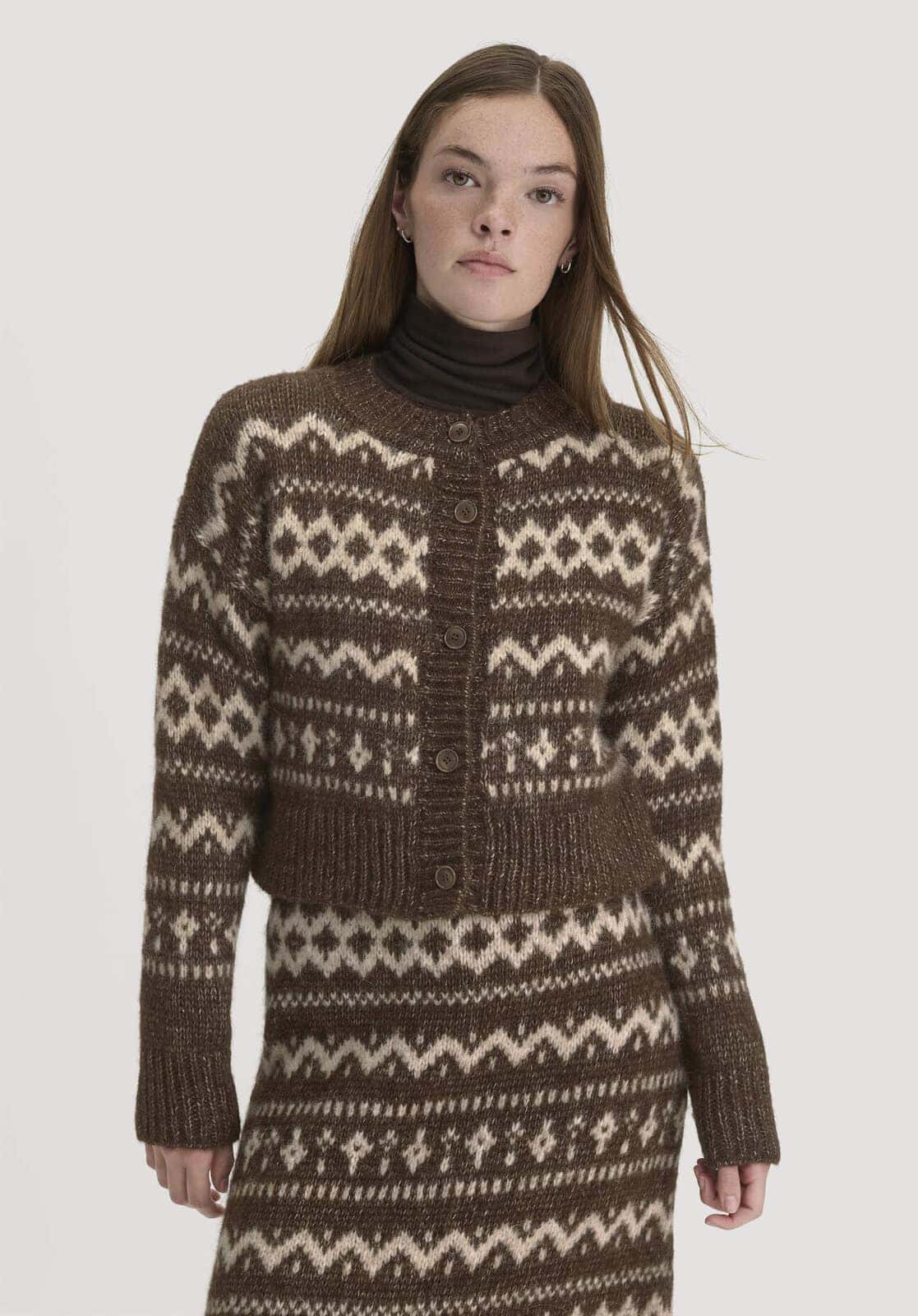 Damen Strickjacke Relaxed aus Alpaka mit Bio-Baumwolle - braun von Hessnatur