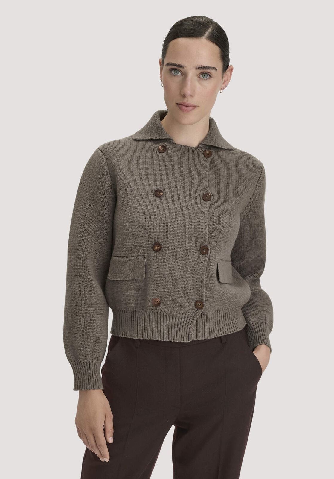 Damen Strickjacke Relaxed aus Bio-Baumwolle mit Schurwolle - grün von Hessnatur