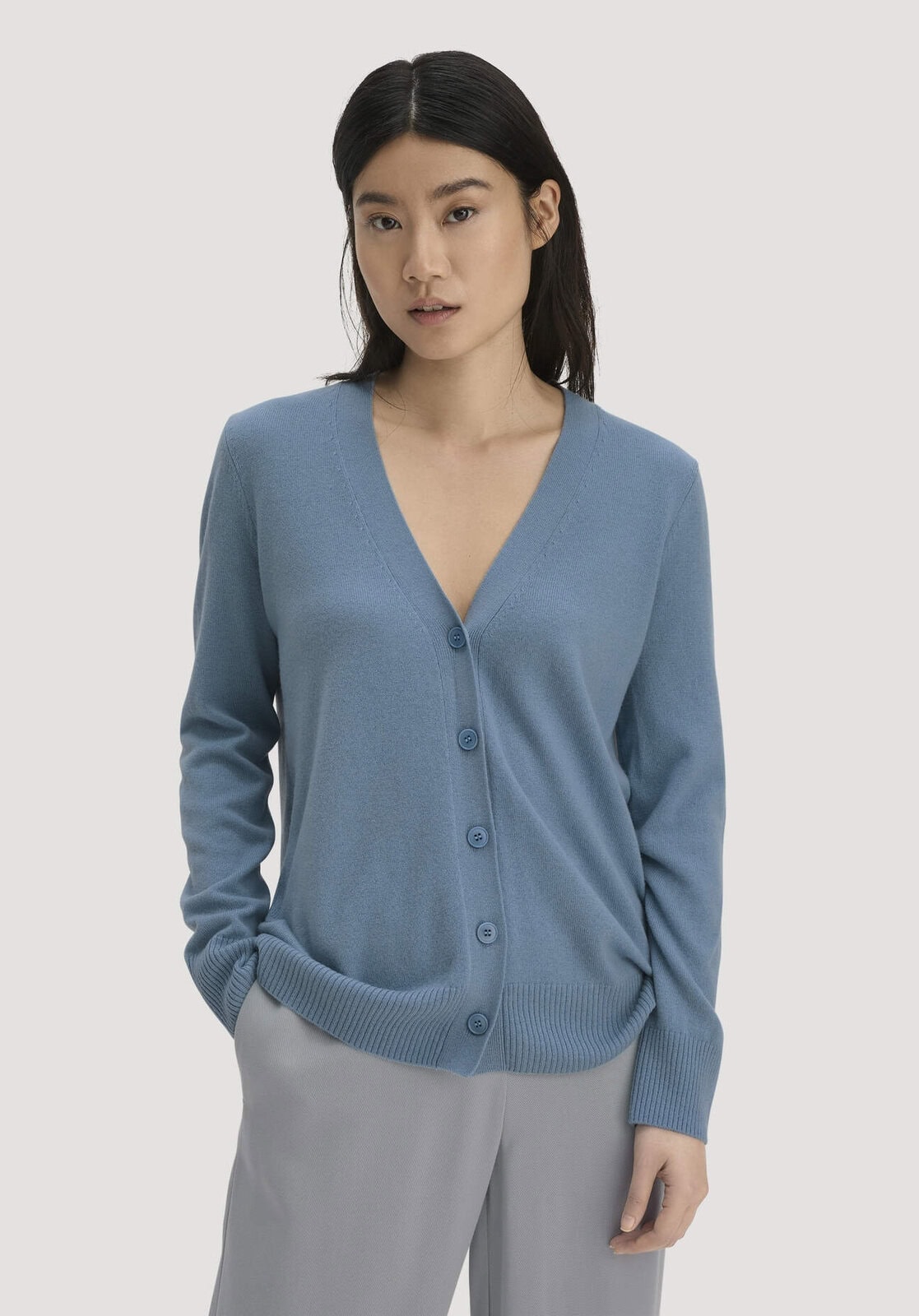 Damen Strickjacke Relaxed aus Bio-Schurwolle mit Cashmere - blau von Hessnatur