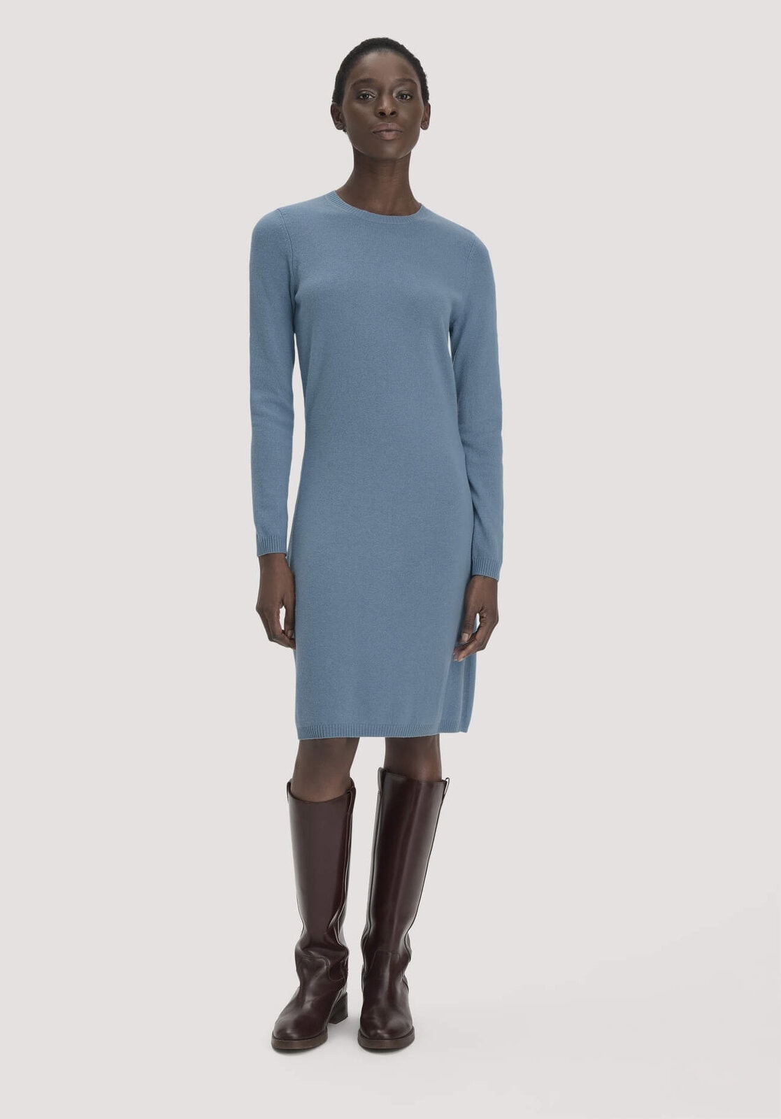 Damen Strickkleid Regular aus Bio-Schurwolle mit Cashmere - blau von Hessnatur
