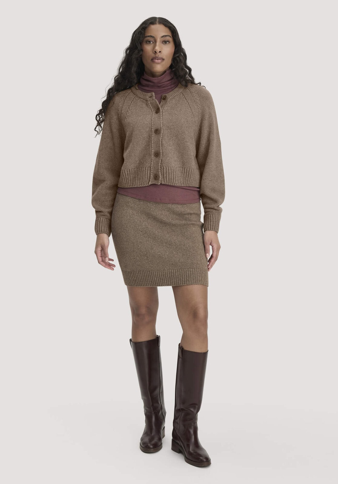 Damen Strickrock Regular aus Bio-Merinowolle und Bio-Baumwolle - braun von Hessnatur