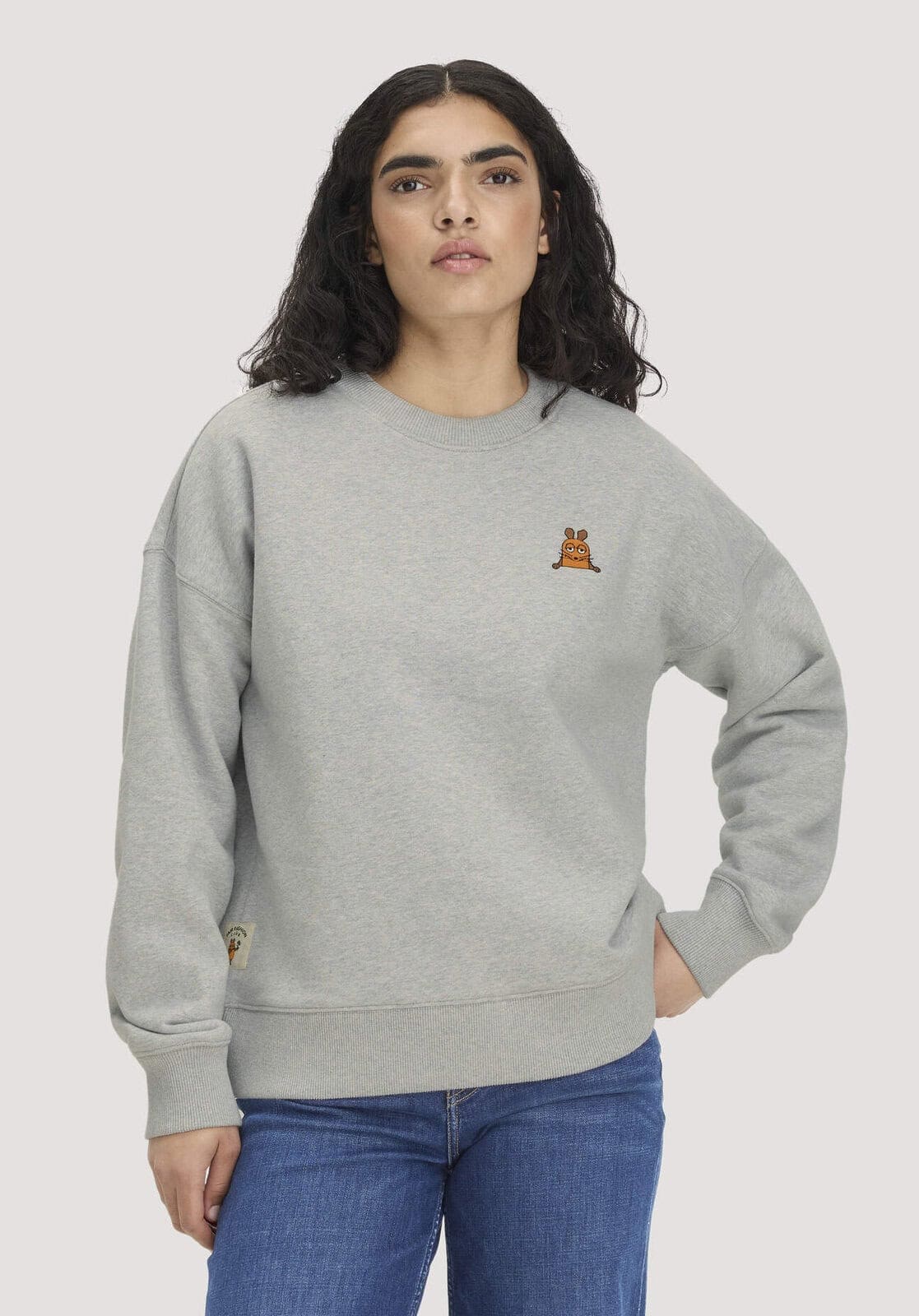 Damen Sweatshirt DIE MAUS Oversize aus Bio-Baumwolle mit recycelter Baumwolle - grau von Hessnatur
