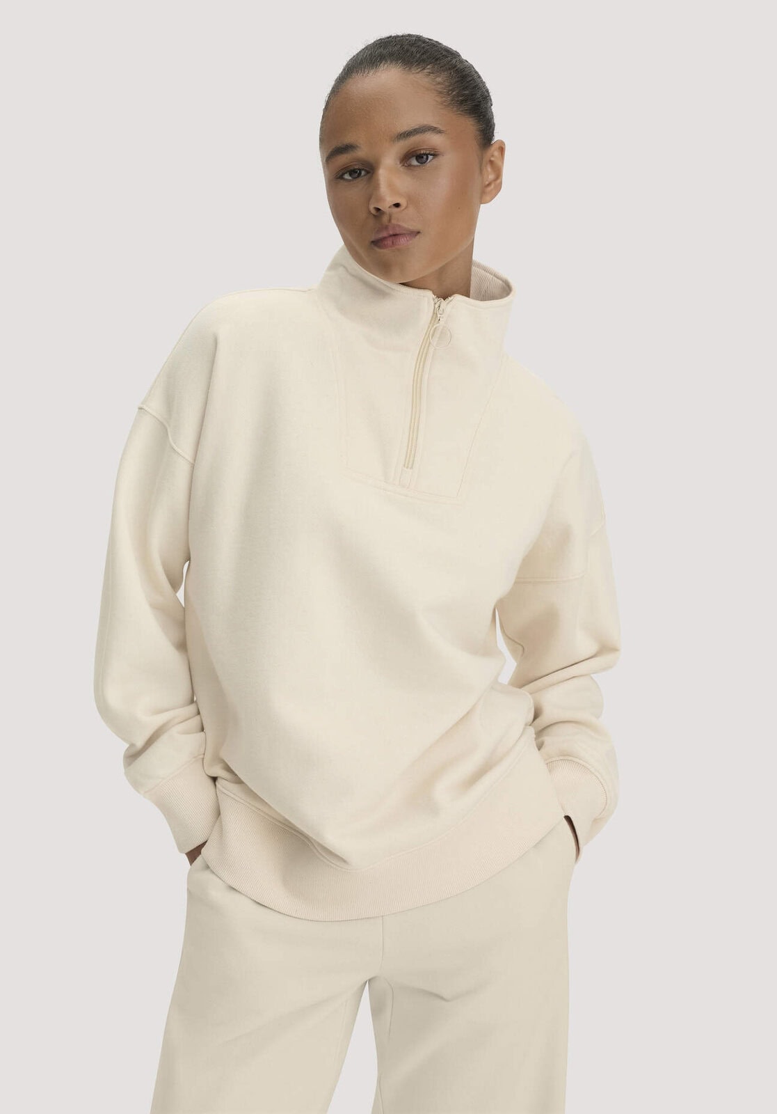 Damen Troyer-Sweatshirt Oversize aus Bio-Baumwolle mit recycelter Baumwolle - natur von Hessnatur