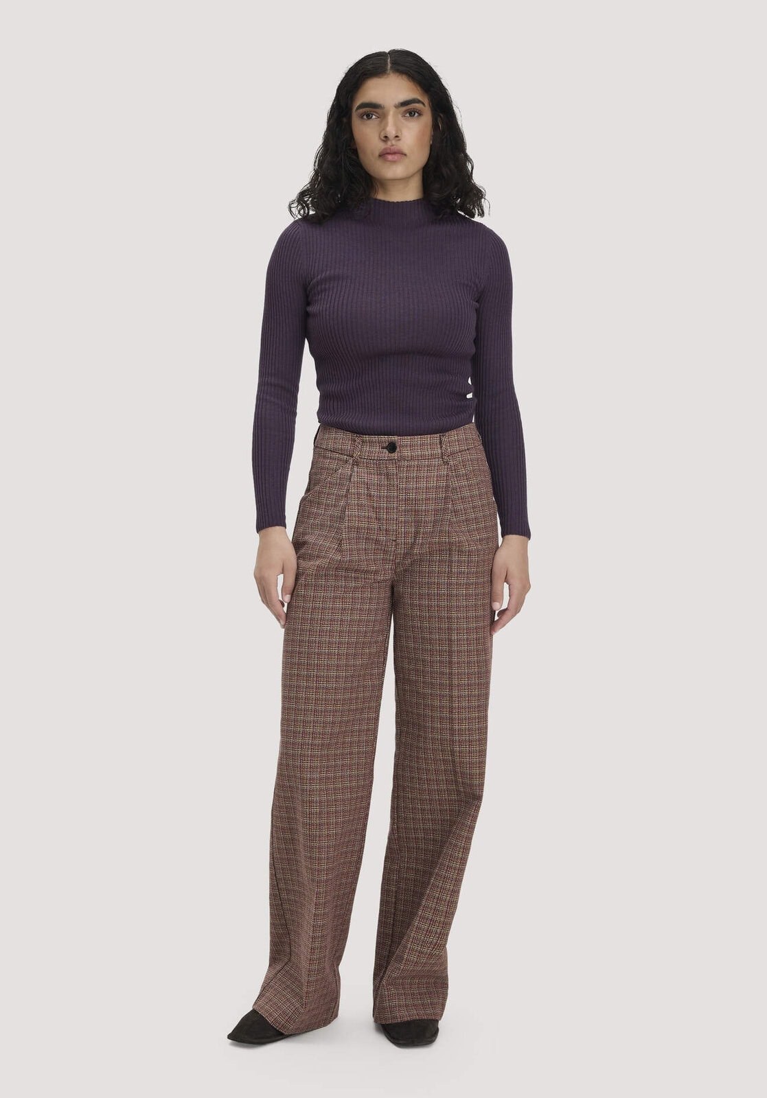 Damen Tweed-Hose Wide Leg Relaxed aus Bio-Baumwolle - rot von Hessnatur