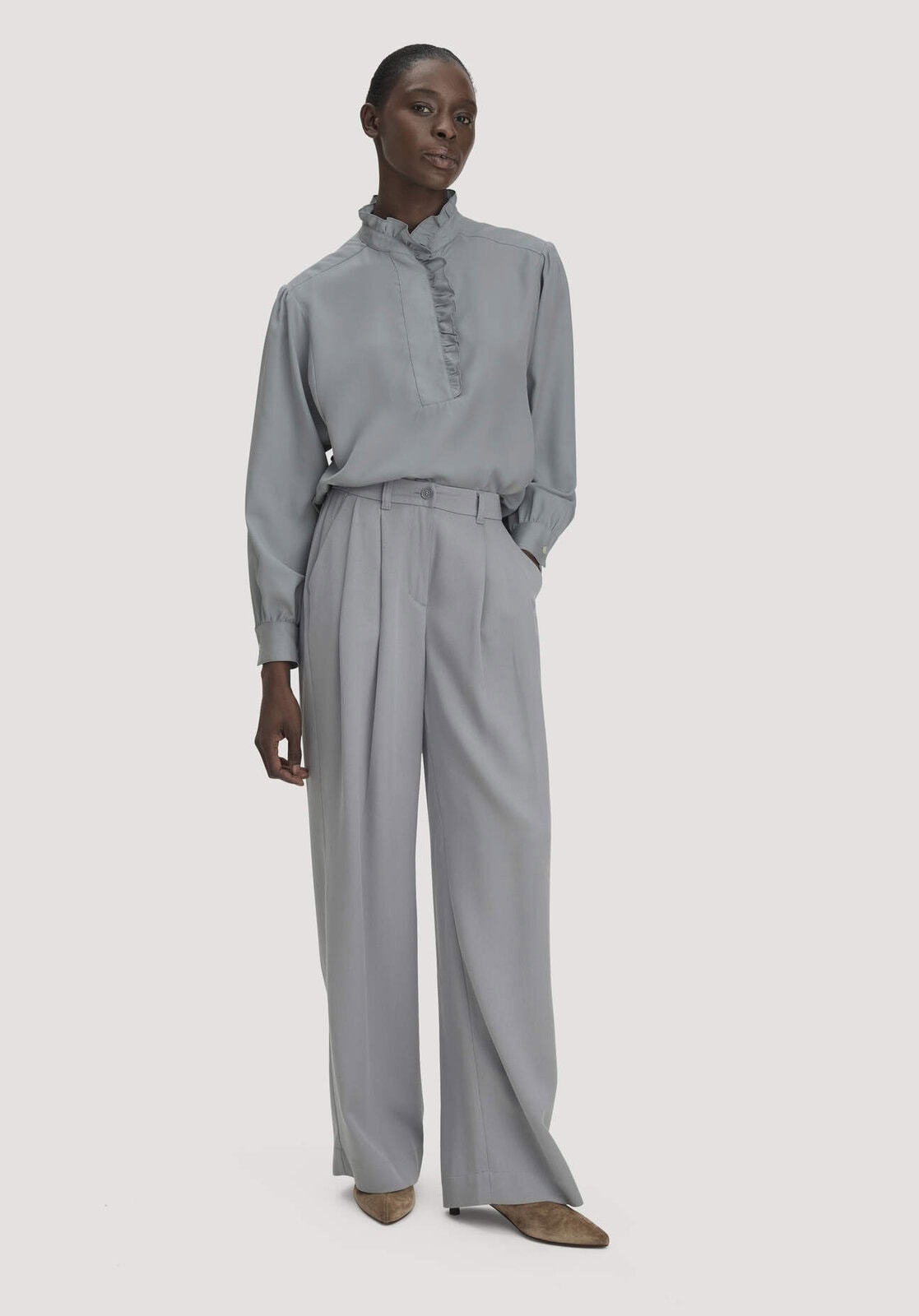 Damen Twill-Hose Wide Leg aus TENCEL™ Lyocell - blau von Hessnatur