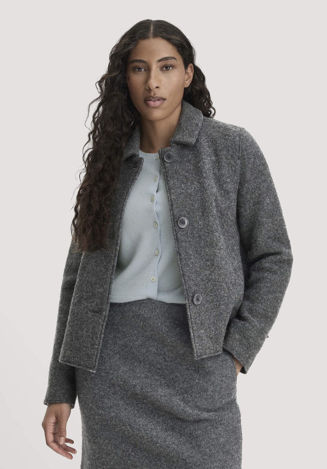 Damen Walk Jacke Regular aus Bio-Merinowolle - grau von Hessnatur