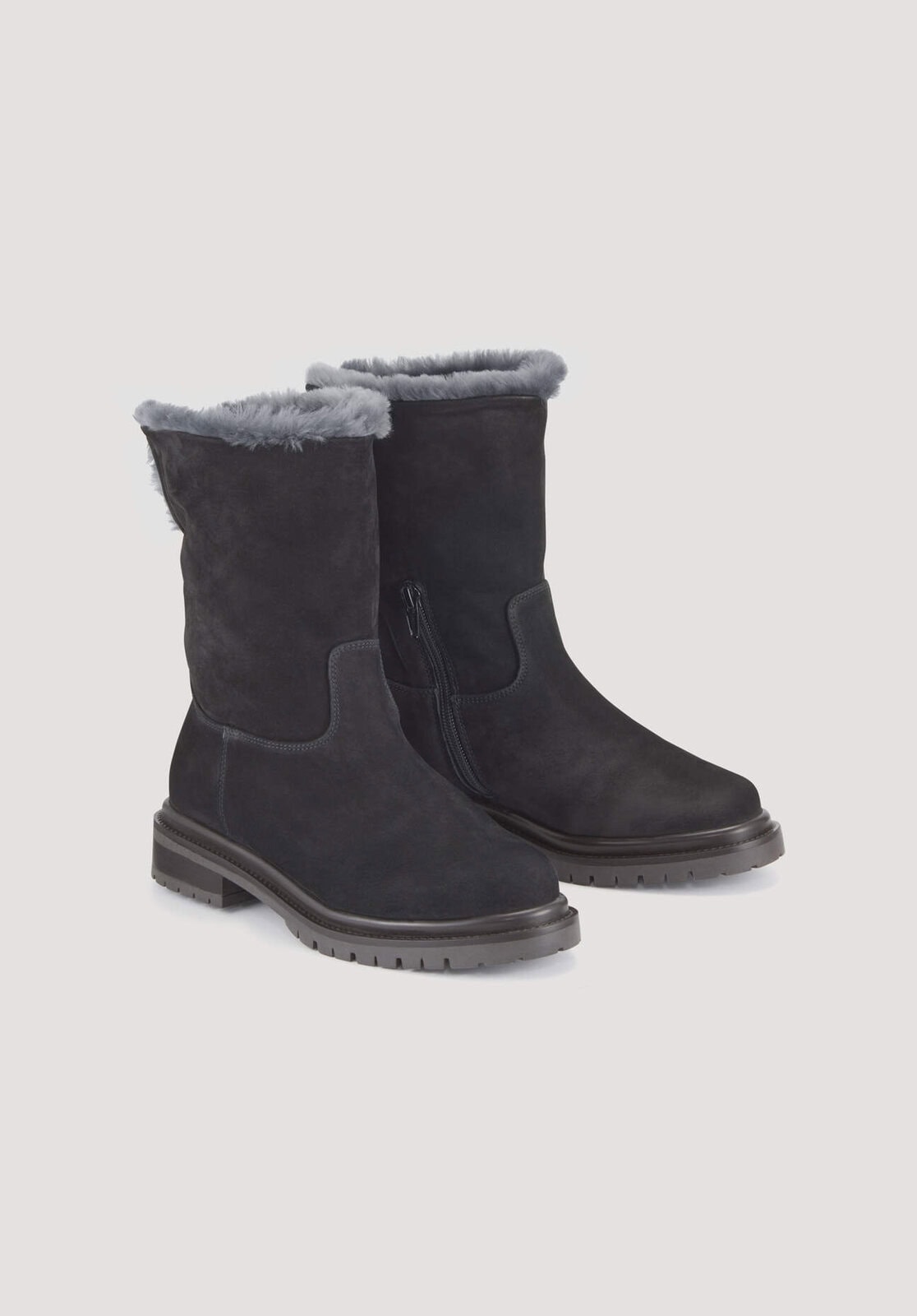 Damen Winter-Stiefelette aus Rindsleder mit Schaffell-Futter - schwarz von Hessnatur