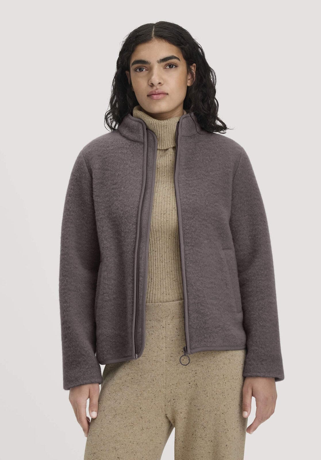 Damen Wollfleece Jacke Regular aus Bio-Merinowolle - lila von Hessnatur