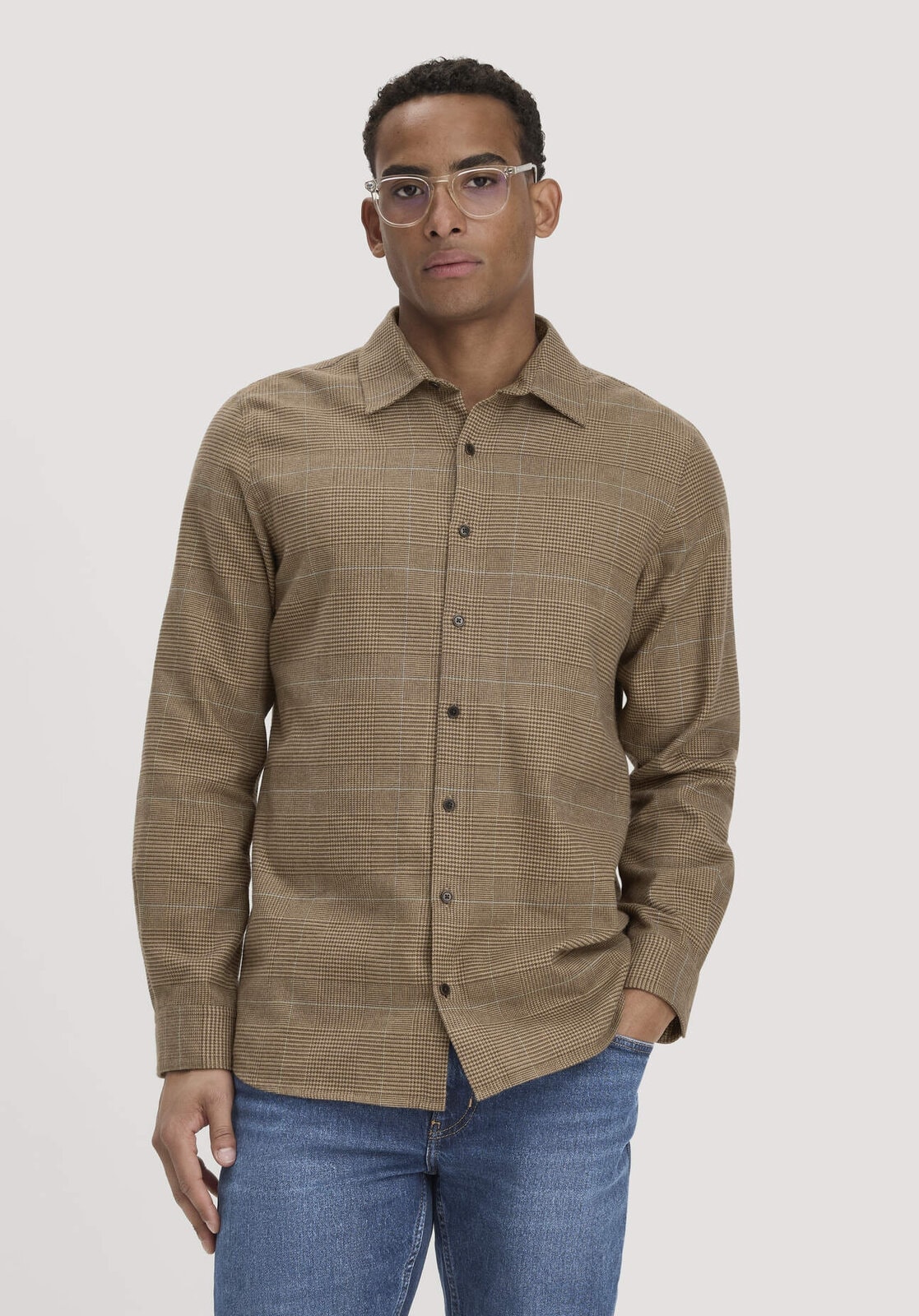Herren Flanell Karo Hemd Regular aus Bio-Baumwolle mit TENCEL™ Lyocell - braun von Hessnatur