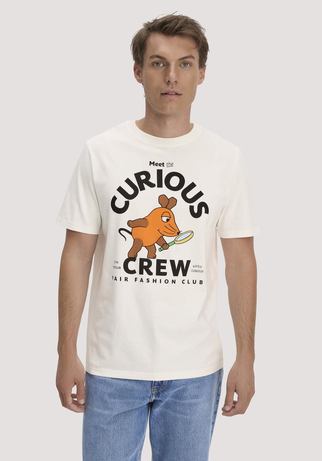 Herren Heavy T-Shirt DIE MAUS Relaxed aus Bio-Baumwolle mit recycelter Baumwolle - weiß von Hessnatur