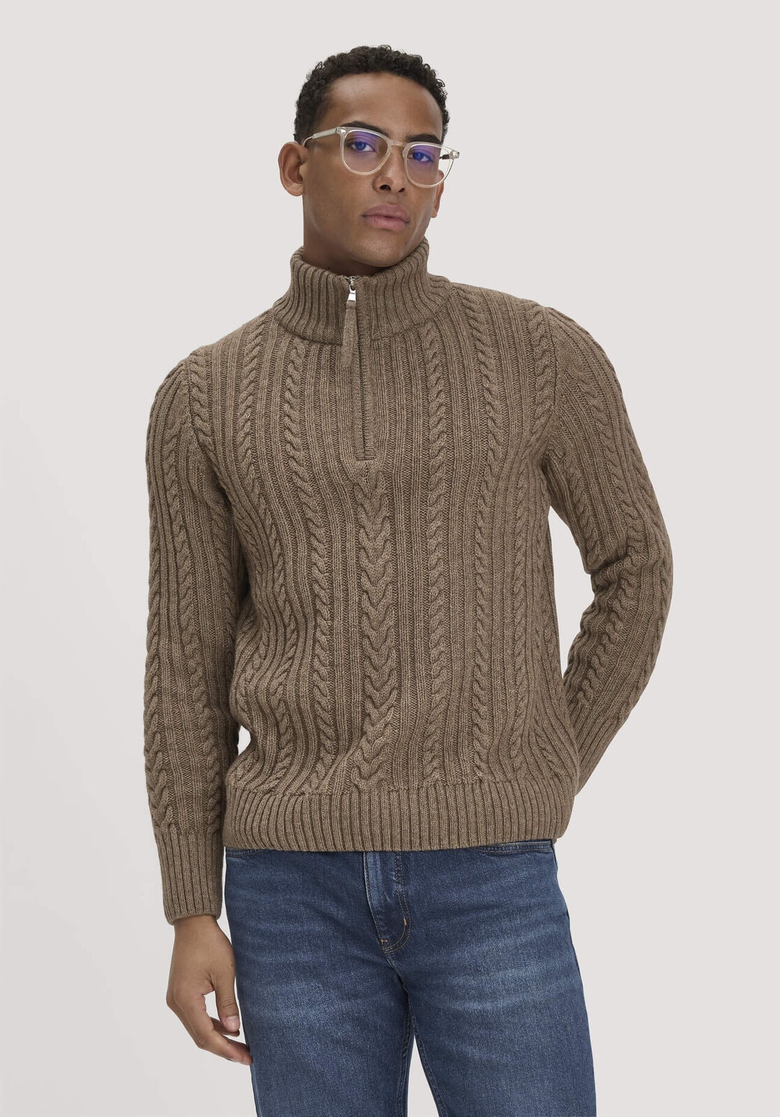 Herren Strick-Troyer Regular aus Bio-Merinowolle mit recycelter Wolle und Bio-Baumwolle - braun von Hessnatur
