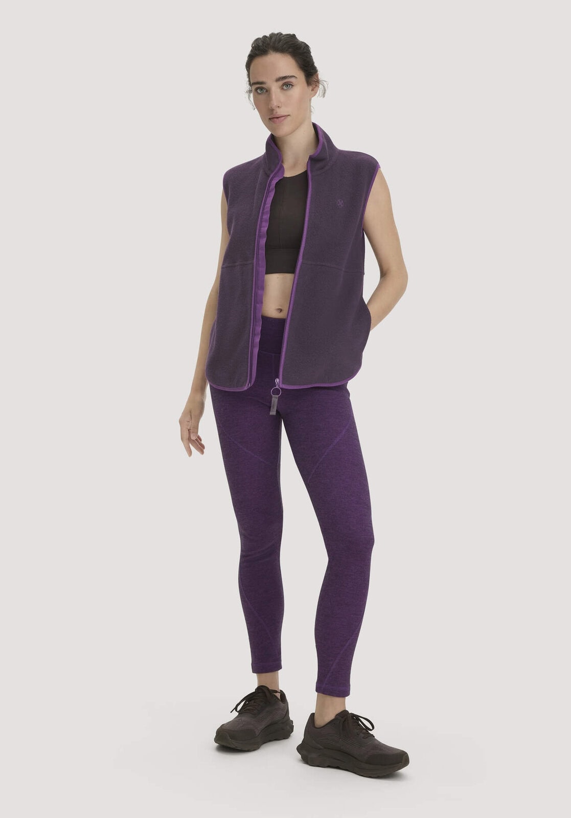 Loungewear Leggings Medium Cut ACTIVE FUNCTIONAL aus Bio-Merinowolle und Bio-Baumwolle - lila von Hessnatur