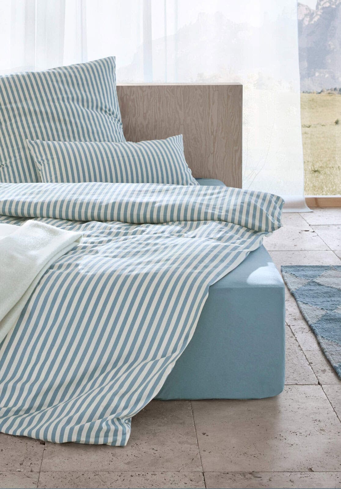Renforcé Bettwäsche Set HANNE aus Bio-Baumwolle - blau von Hessnatur