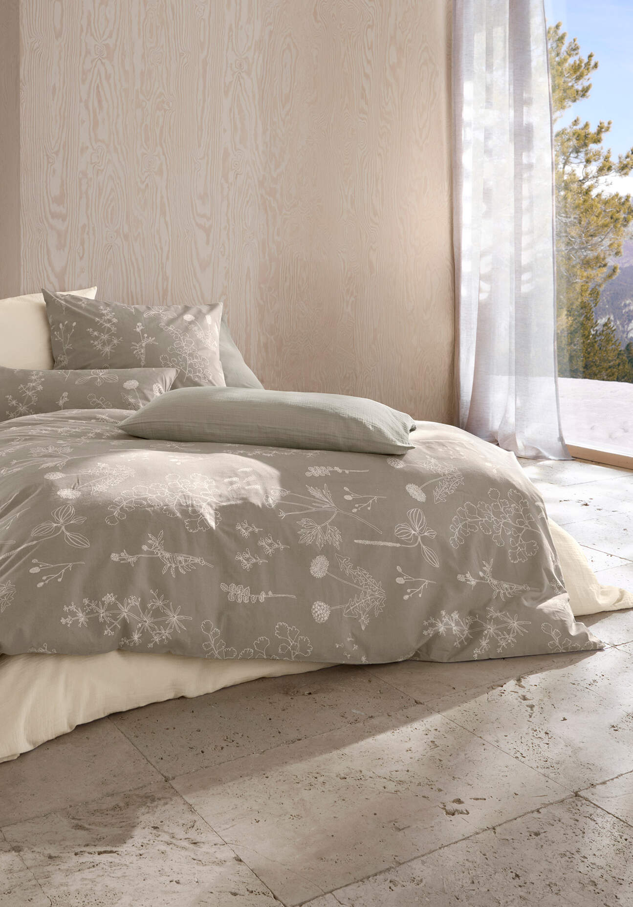 Renforcé Bettwäsche-Set LONNO aus Bio-Baumwolle - beige von Hessnatur